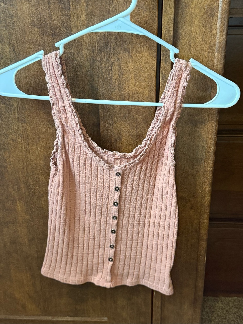 American Eagle Outfitters Dusty Pink Ribbed Button Tank